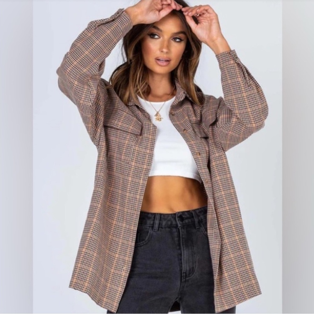 Princess Polly Plaid Button-Up Oversized Shirt. Size 0. Normcore EclecticGrandpa
